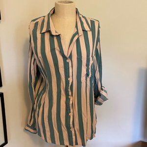 Velvet Heart Button Down Green Cream XL